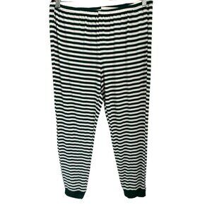 ECOUAER PJ Bottoms White Green Stripes Pants Size Large